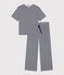 Pigiama donna in cotone millerighe blu SMOKING/bianco MARSHMALLOW