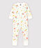 Tutina con piedi staccabili bebè femmina in cotone bianco MARSHMALLOW/bianco MULTICO