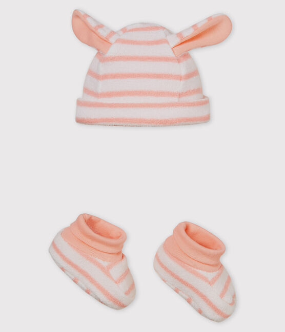 Cuffietta e babbucce bebè unisex a righe variante 3