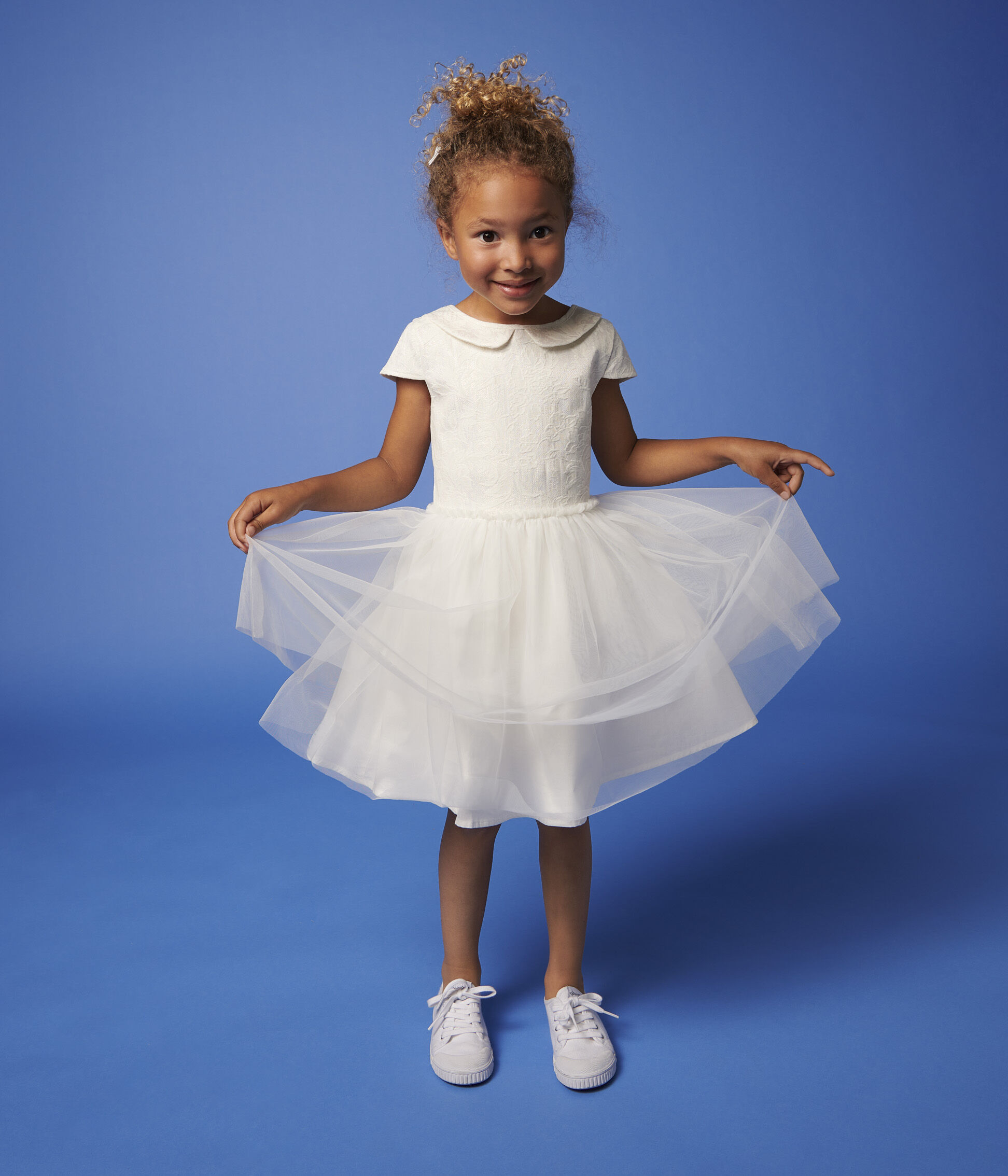 Abito da cerimonia in jacquard e tulle bambina MARSHMALLOW | Petit Bateau
