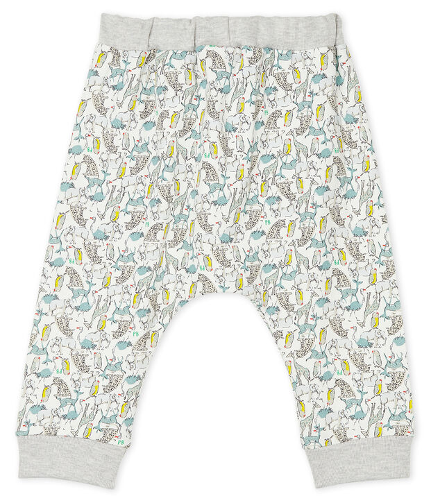 Pantalone beb&egrave; maschio in molleton leggero bianco/multicolore