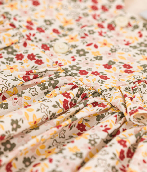 Abito beb&egrave; senza maniche con bloomer in popeline ecru/multicolore