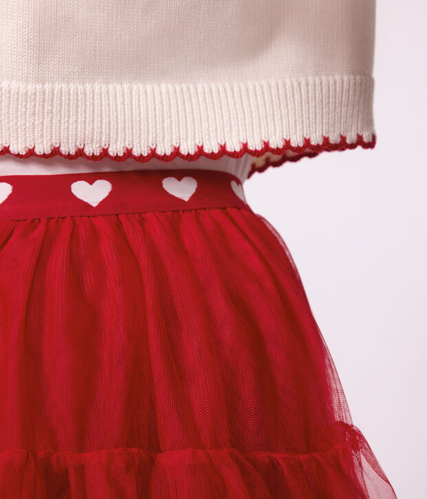 Gonna lunga in tulle tinta unita bambina rosso