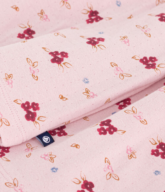Abito a maniche lunghe in cotone bambina rosa JOLI/bianco MULTICO