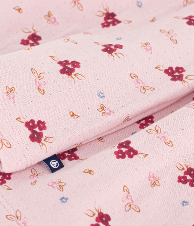 Abito a maniche lunghe in cotone bambina rosa/multicolore