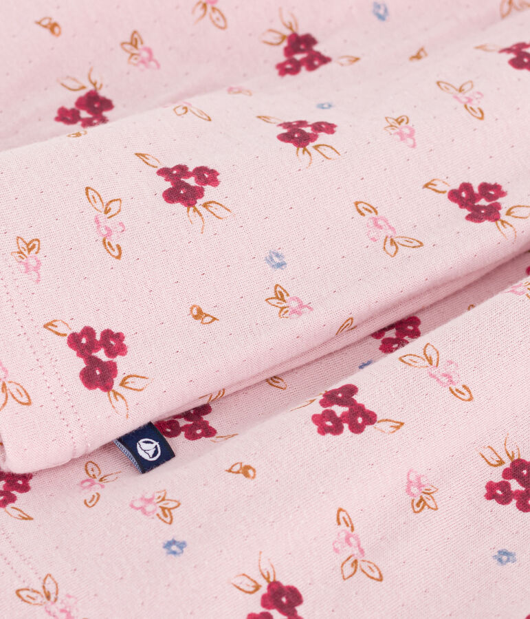 Abito a maniche lunghe in cotone bambina rosa/multicolore