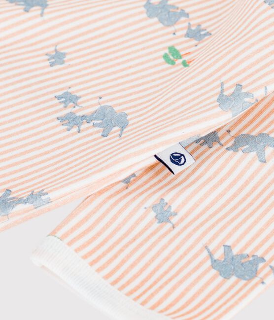 Pigiama in cotone con elefanti stampati neonato bianco MARSHMALLOW/bianco MULTICO