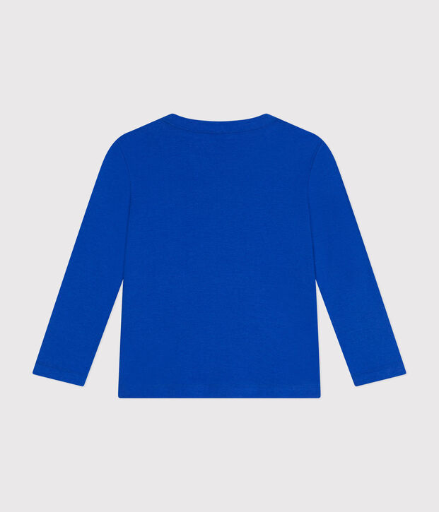 T-shirt a maniche lunghe a costine bambina/bambino blu