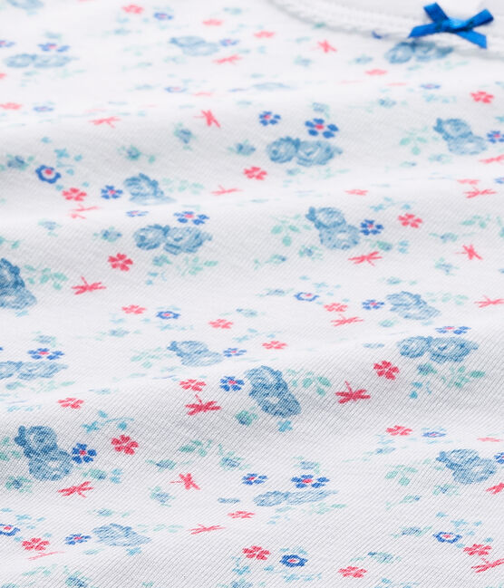 T-shirt bambina con stampa bianco ECUME/blu BLEU/ MULTICO