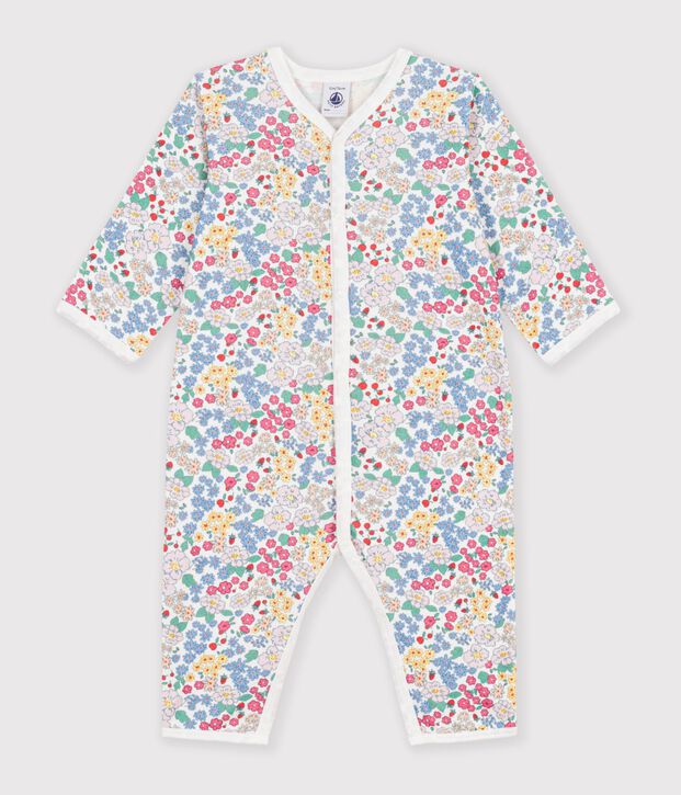 Pigiama senza piedini per neonati in cotone con stampa floreale bianco/multicolore
