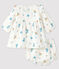 Abito a fiori a maniche lunghe con bloomer bimba in tessuto pannolino bianco MARSHMALLOW/bianco MULTICO