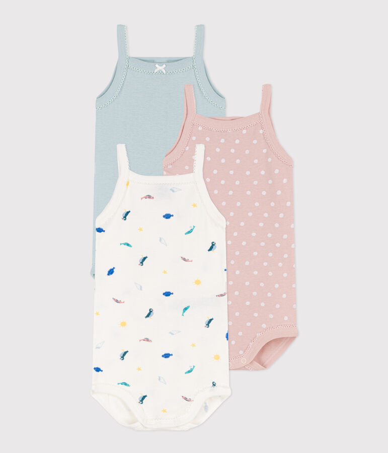 Confezione da 3 body con spalline in cotone con animali marini multicolore