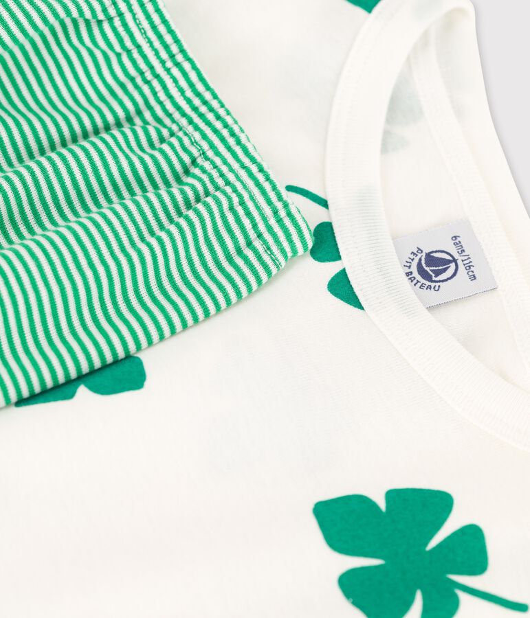 Pigiama corto con motivo palme bambino in cotone biologico bianco/verde