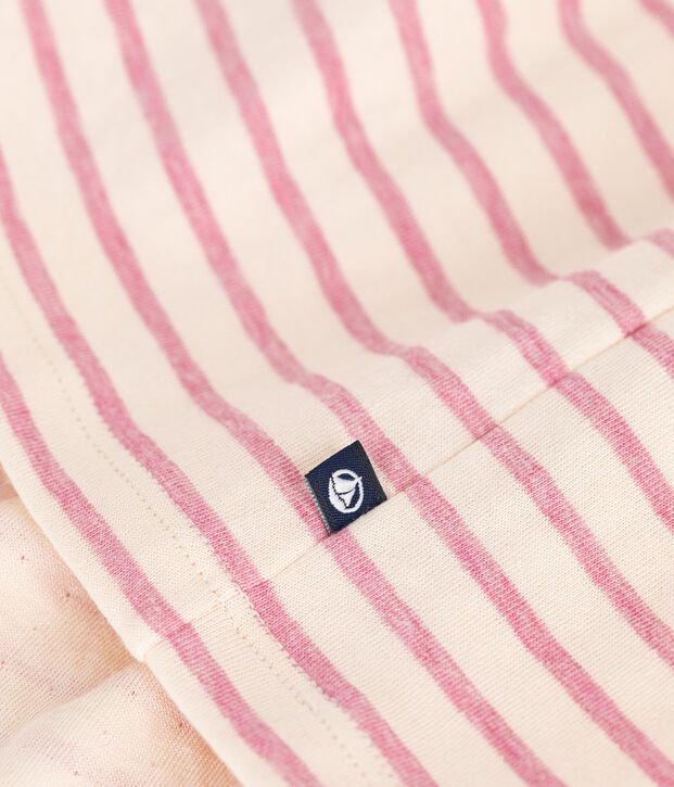 Abito a maniche lunghe in tubique bambina ecru/rosa