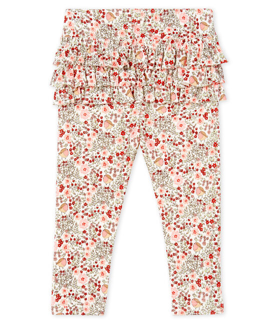 Leggings stampati da bebè femmina con balze bianco MARSHMALLOW/bianco MULTICO