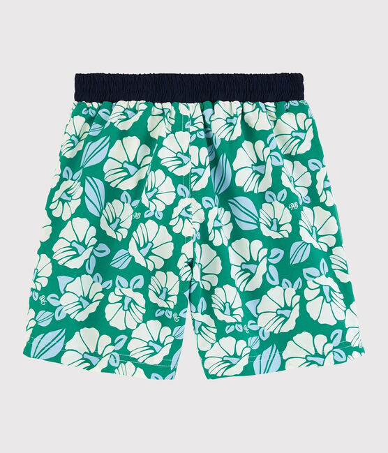 Shorts da mare riciclati bambino verde GAZON/ecru MULTICO