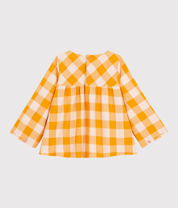 Blusa in flanella beb&egrave;. giallo/rosa