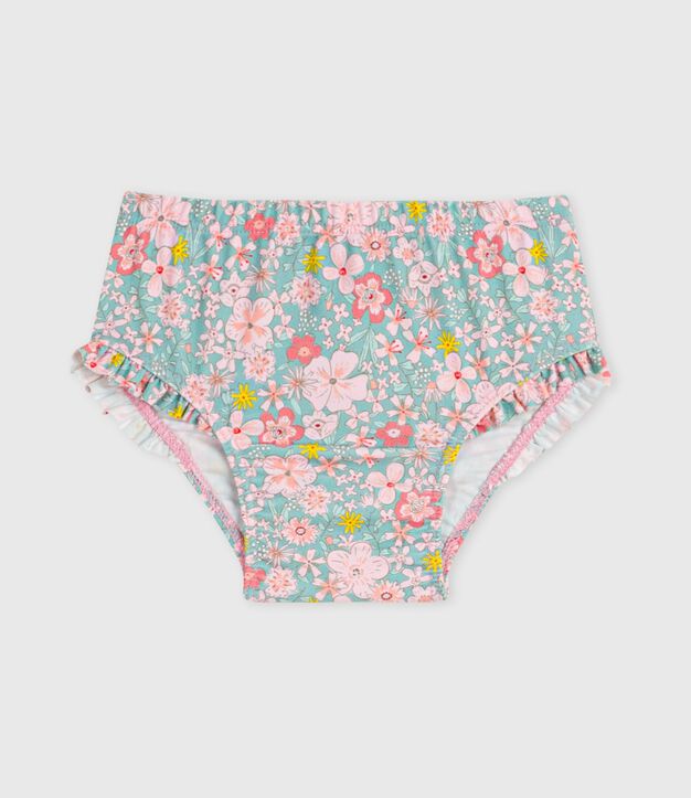 Slip da bagno a volant con stampa a fiori neonato blu/multicolore