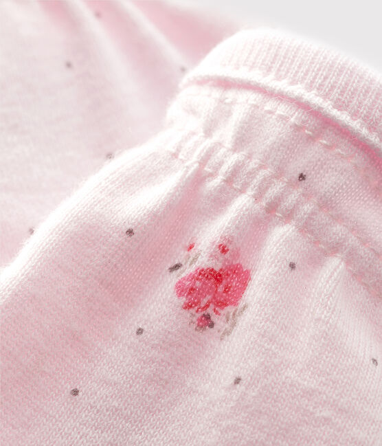 Paio di muffole a costine, il tessuto emblematico di Petit Bateau. rosa VIENNE/bianco MULTICO
