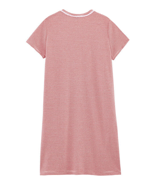 Camicia da notte ragazza a costine rosso TERKUIT/bianco MARSHMALLOW