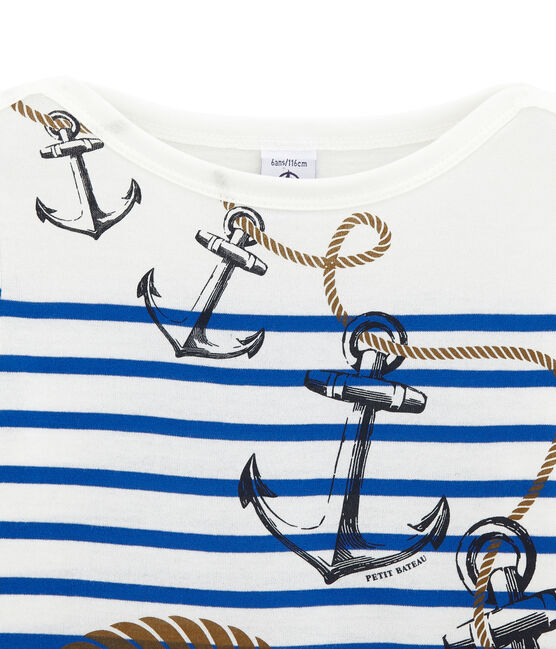 Marinière creativa per bambino bianco MARSHMALLOW/blu PERSE