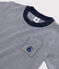 T-shirt maniche corte in cotone bambino blu SMOKING/bianco MARSHMALLOW