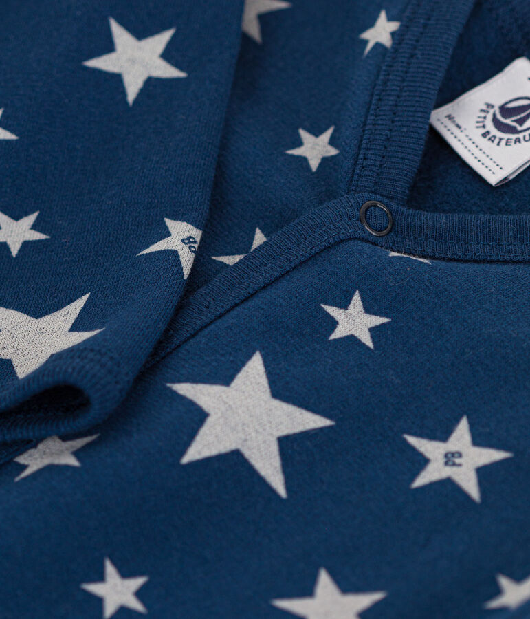 Pigiama beb&egrave; con stelle fosforescenti in tessuto felpato blu/bianco
