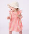 Cappellino in popeline e sangallo neonata bianco
