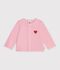 Cardigan in cotone tinta unita con stemma a cuore neonato rosa