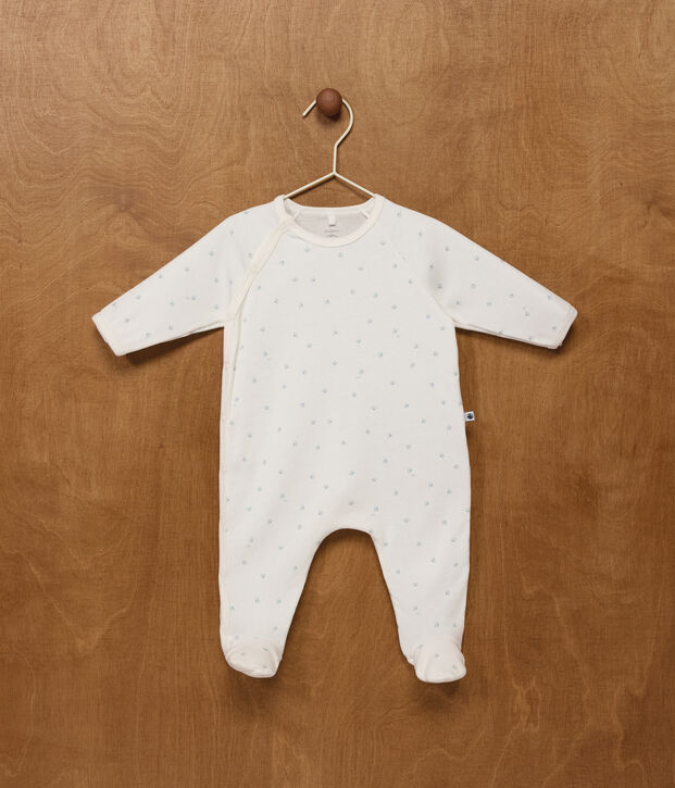 Pigiama in cotone con stampa neonato bianco/blu