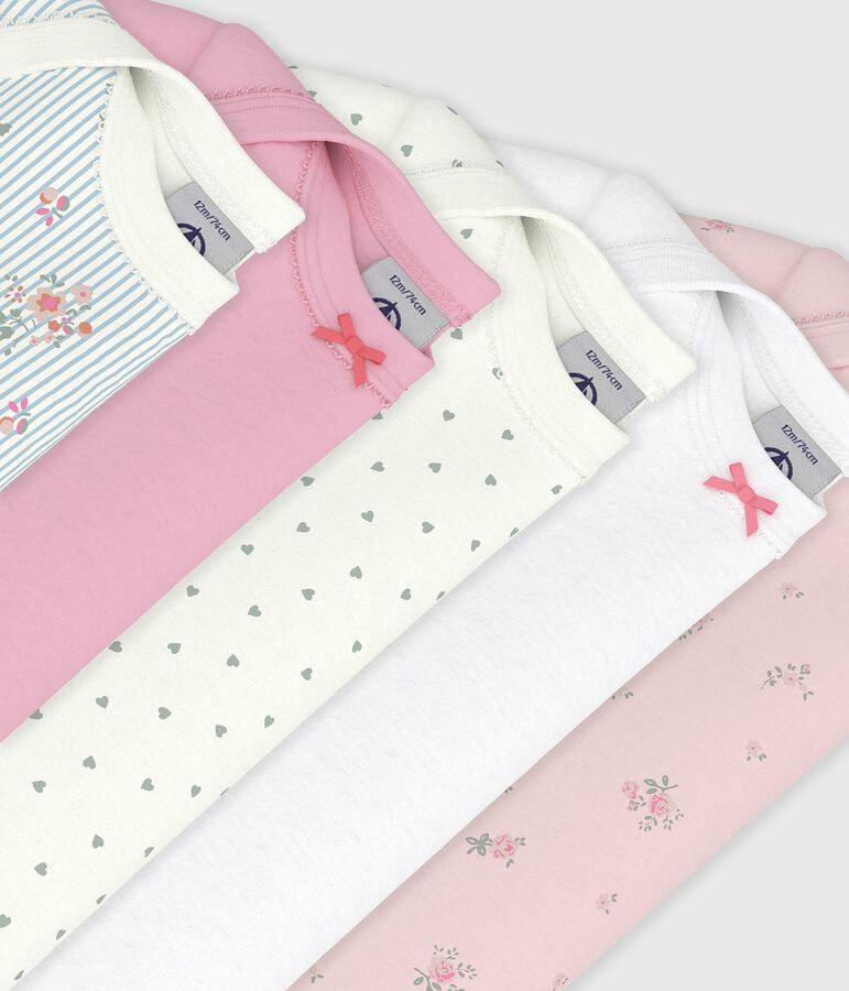 Set di body a maniche corte in cotone con stampa a fiori neonata multicolore