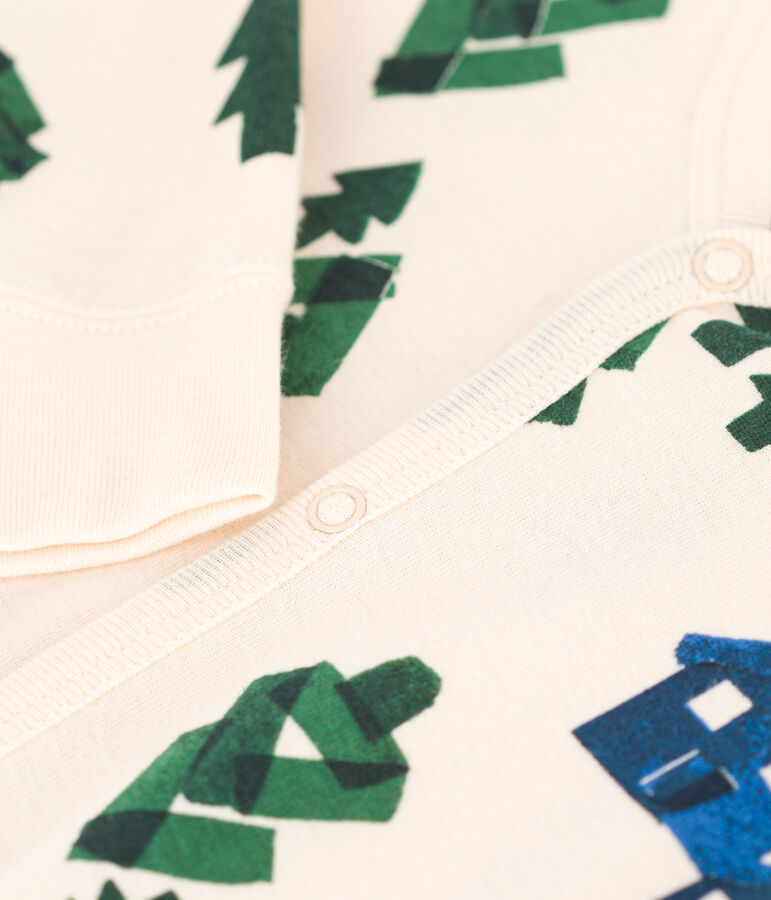 Pigiama beb&egrave; senza piedi in cotone ecru/multicolore