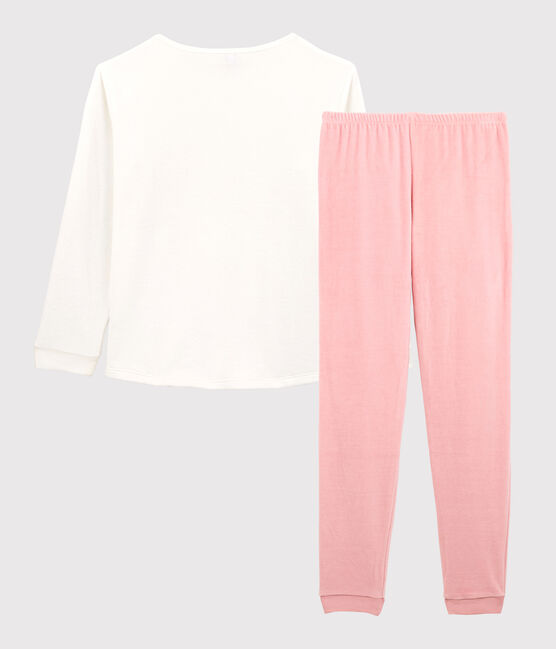 Pigiama ragazza in ciniglia rosa CHARME/bianco MARSHMALLOW
