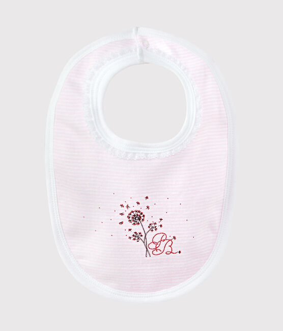Bavaglino per bebé femmina millerighe rosa VIENNE/bianco ECUME