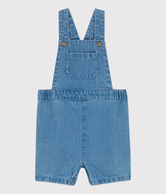 Salopette corta bebè in denim leggero blu DENIM CLAIR
