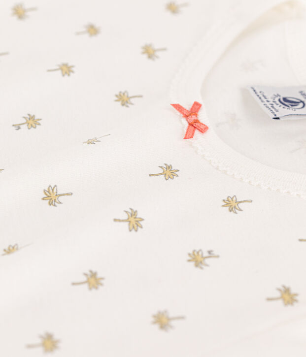 Camicia da notte bambina in cotone con palme bianco/multicolore