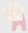 Abito con colletto e stampa a fiori, leggings in cotone neonato MILK/ MULTICO
