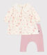 Abito con colletto e stampa a fiori, leggings in cotone neonato