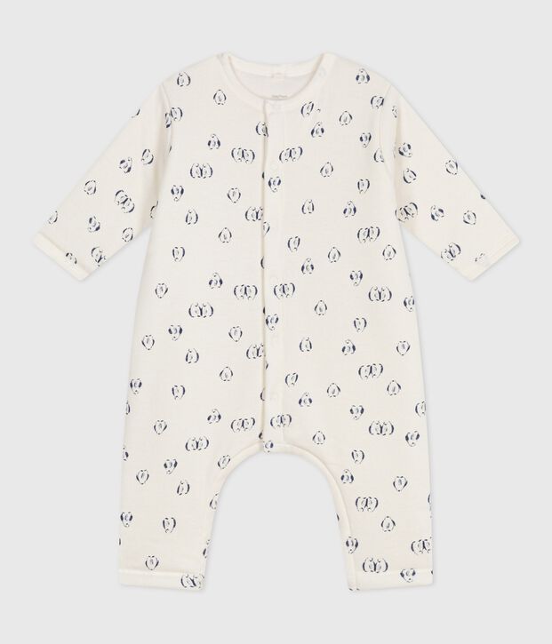 Tutina imbottita in cotone con pinguini stampati neonato blu/blu