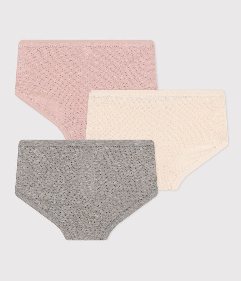 Confezione da 3 culotte a vita alta in cotone traforato bambino multicolore