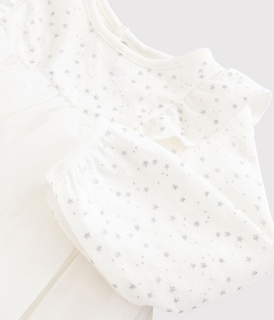 Abito a maniche lunghe da bebè femmina bianco MARSHMALLOW/grigio ARGENT