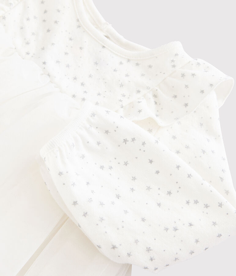 Abito a maniche lunghe da beb&egrave; femmina bianco/grigio