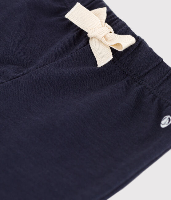Shorts bebè in jersey fiammato tinta unita blu SMOKING