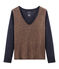 T-shirt maniche lunghe donna in lino cangiante blu SMOKING/rosa COPPER