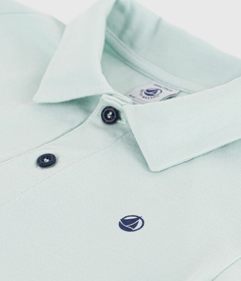 Polo a maniche corte in cotone tinta unita bambino blu