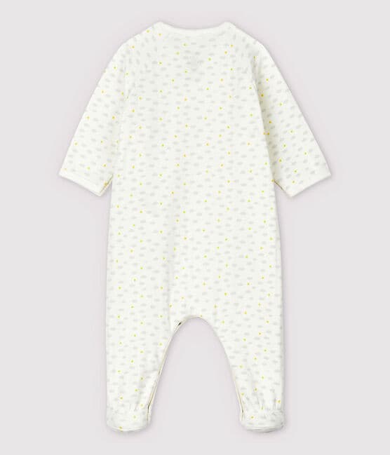 Tutina pigiama bebè in tubique in cotone biologico bianco MARSHMALLOW/bianco MULTICO