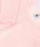 T-shirt a maniche lunghe millerighe in lana e cotone rosa CHARME/bianco MARSHMALLOW