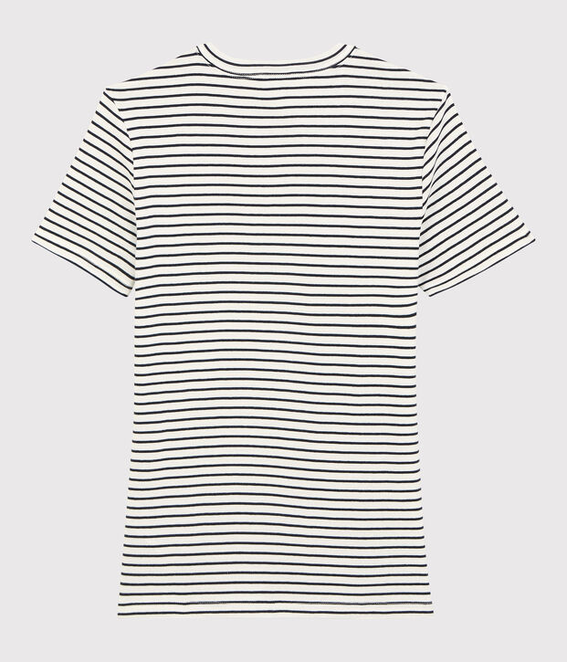 T-shirt in cotone a righe Je t'aime Donna bianco/blu