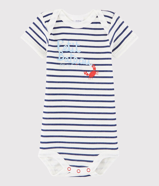 Body a manica corta bebè unisex bianco MARSHMALLOW/blu MEDIEVAL