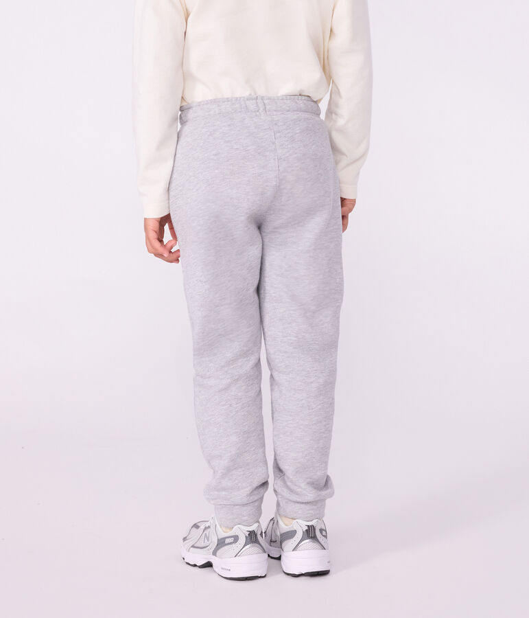 Joggers in cotone tinta unita bambina grigio